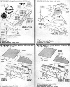 TR7-TR8-Badges-spoiler-quarter-grill-Aerial-Dash-trim-knee-pads-demister-facia-top-dashboard