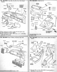 TR7-TR8-Dashboard-glove-box-air-ventilators-centre-consol-arm-rest-gear-stick-trim-badges